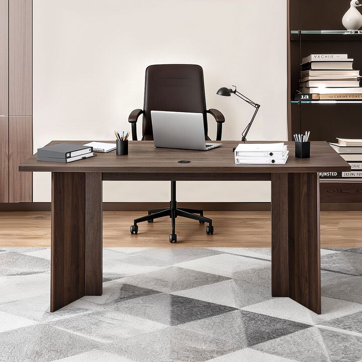 Large 63 Inch Executive Desk with Cable Hole Wooden Office Table