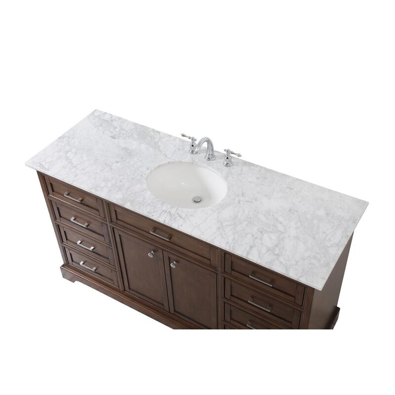 Elegant Kitchen and Bath 60 inch Single bathroom vanity in teak
