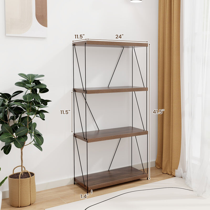 Multipurpose Display Rack with Metal Frame, Tiered Shelving