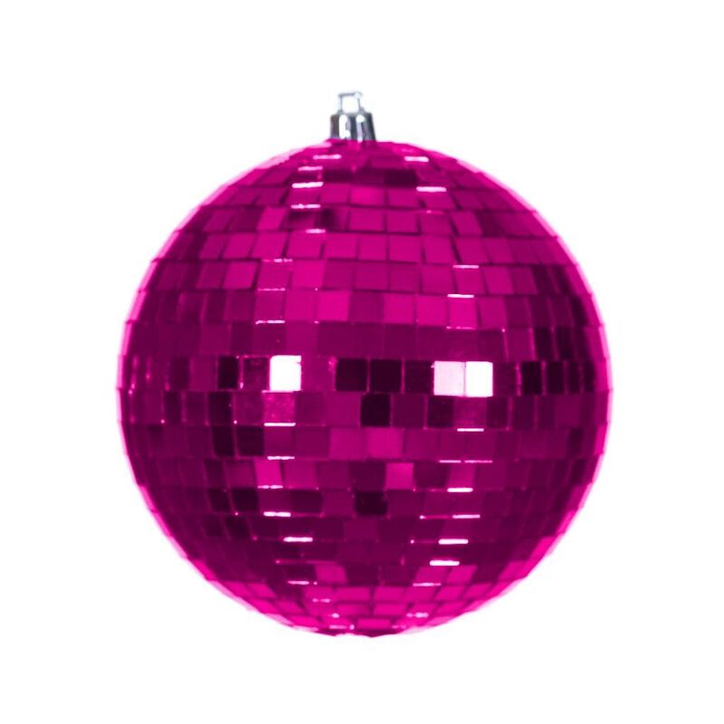 Fuchsia Mirror Ball Ornament 4/Bag image number 0