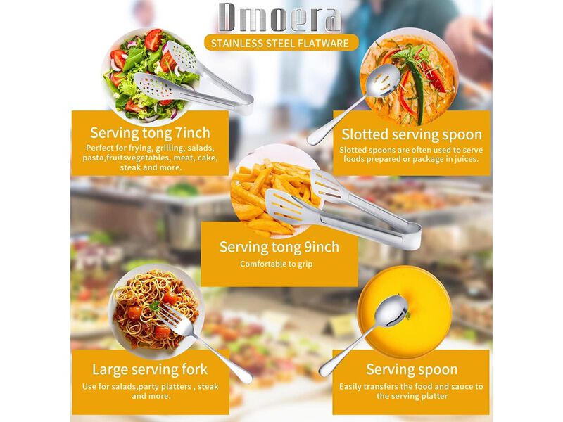 Dmoera 8 Pieces Stainless Steel Flatware Serving Utensils