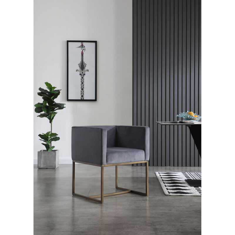 Marty Modern Dark Grey & Copper Antique Brass Dining Chair
