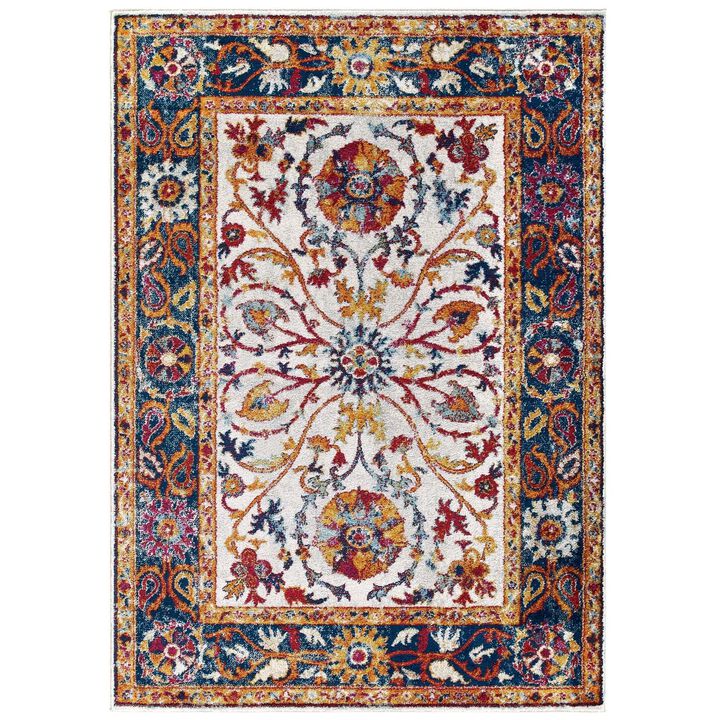 Modway Entourage Samira Distressed Vintage Floral Persian Medallion Area Rug, 8x10, Multicolored