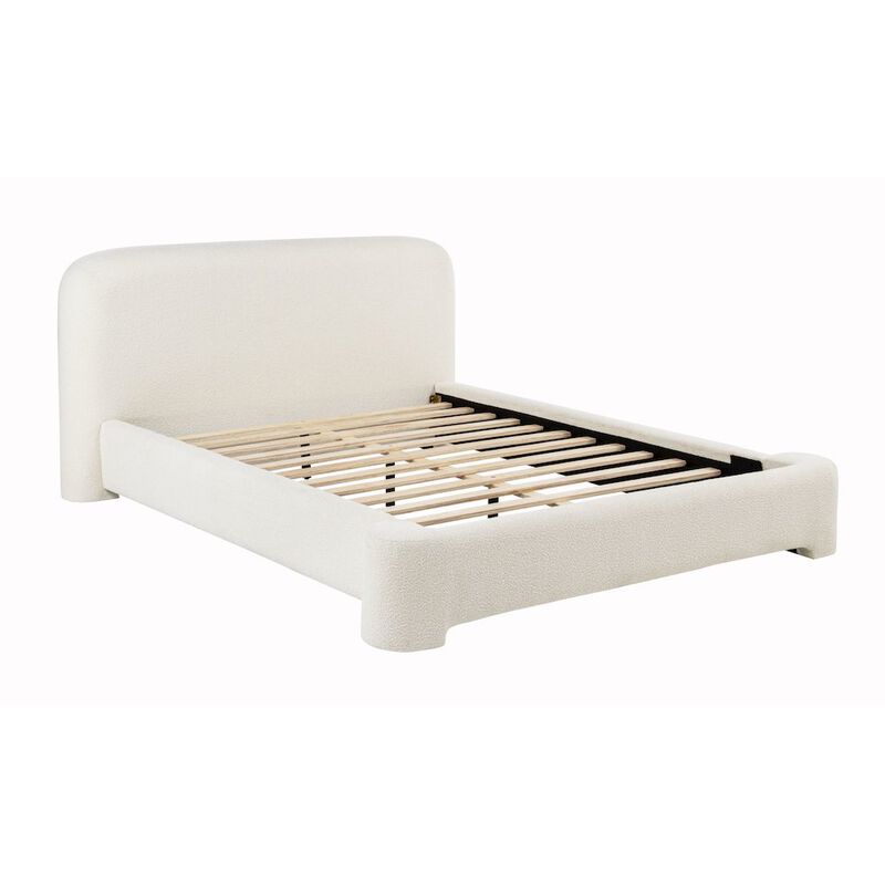 Best Master Furniture Upholstered Burlap Platform Bed Frame, Queen, Cream image number 2