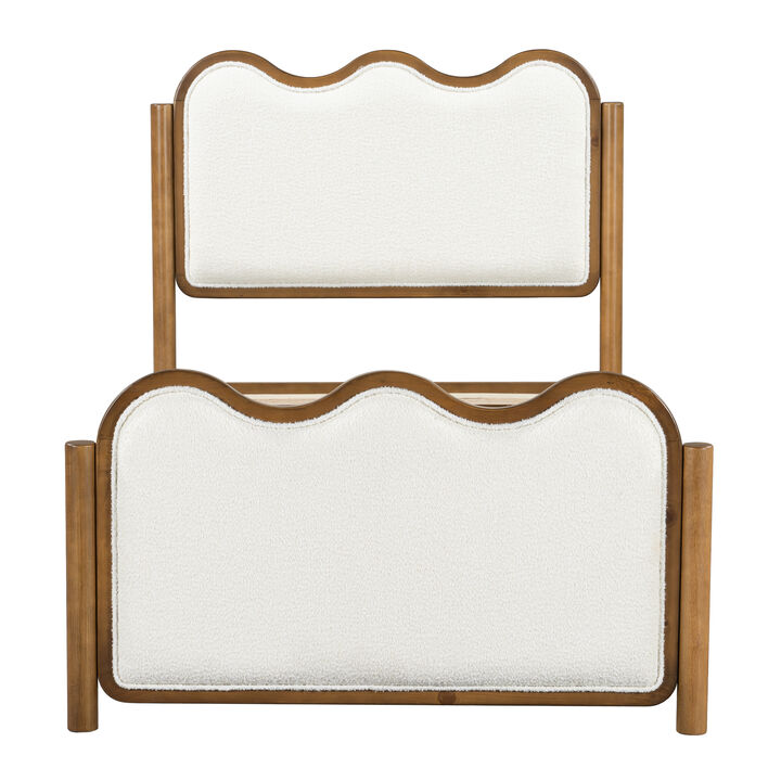 Christopher Knight Home Priscilla Modern Bed Frame with Boucle Upholstered  Wavy Headboard