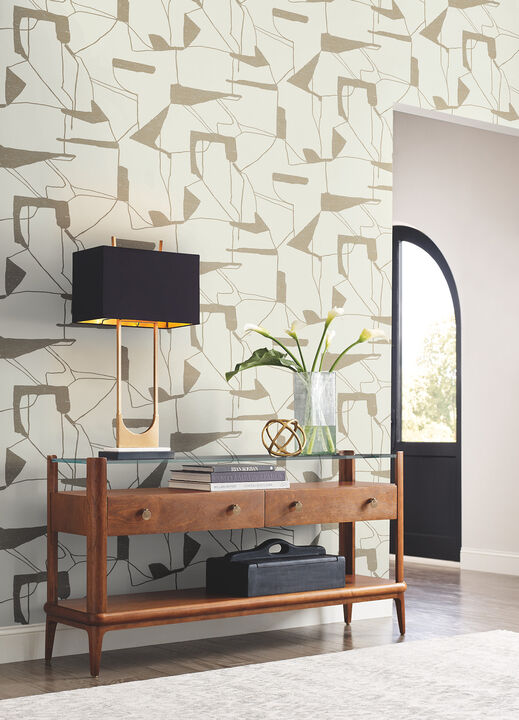 Abstract Geo Cream & Gold Wallpaper