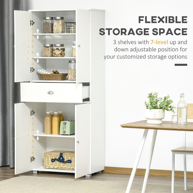 Modern Tall Cupboard Organizer with Adjustable Shelf Options and Elevated Base