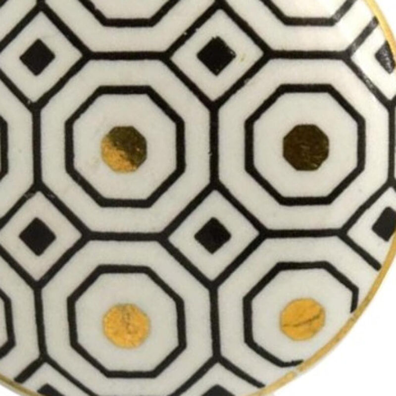 HomeRoots Set of Six Gold Silver And White Geometric Ceramic Drawer Pull Knobs image number 4