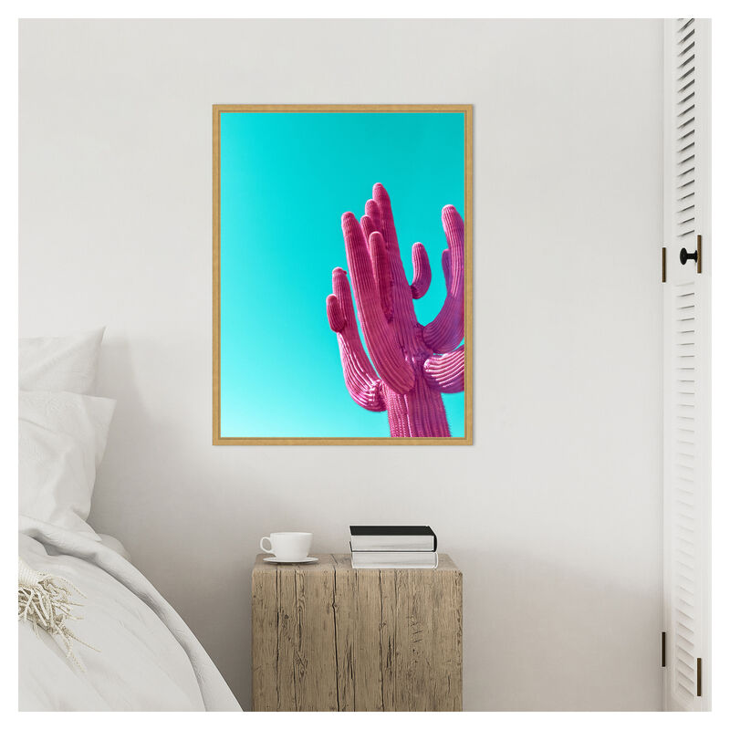Magenta Pink Saguaro by Tom Windeknecht Framed Canvas Wall Art