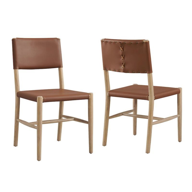 Dover Wood Vegan Leather Dining Side Chairs Set of 2 image number 0