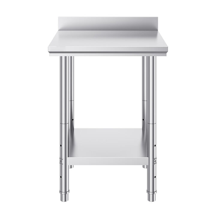 Heavy Duty Stainless Steel Prep Table with Adjustable Shelf for Restaurant Kitchen Home Hotel-Silver