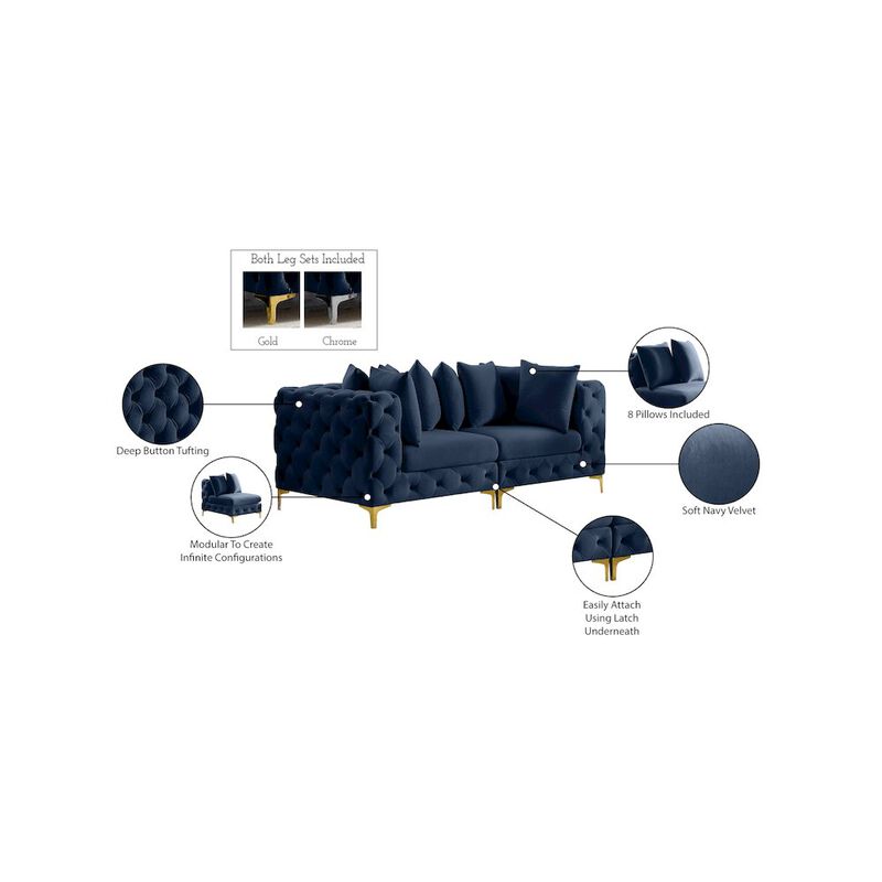 Meridian Furniture Tremblay Navy Velvet Modular Sofa