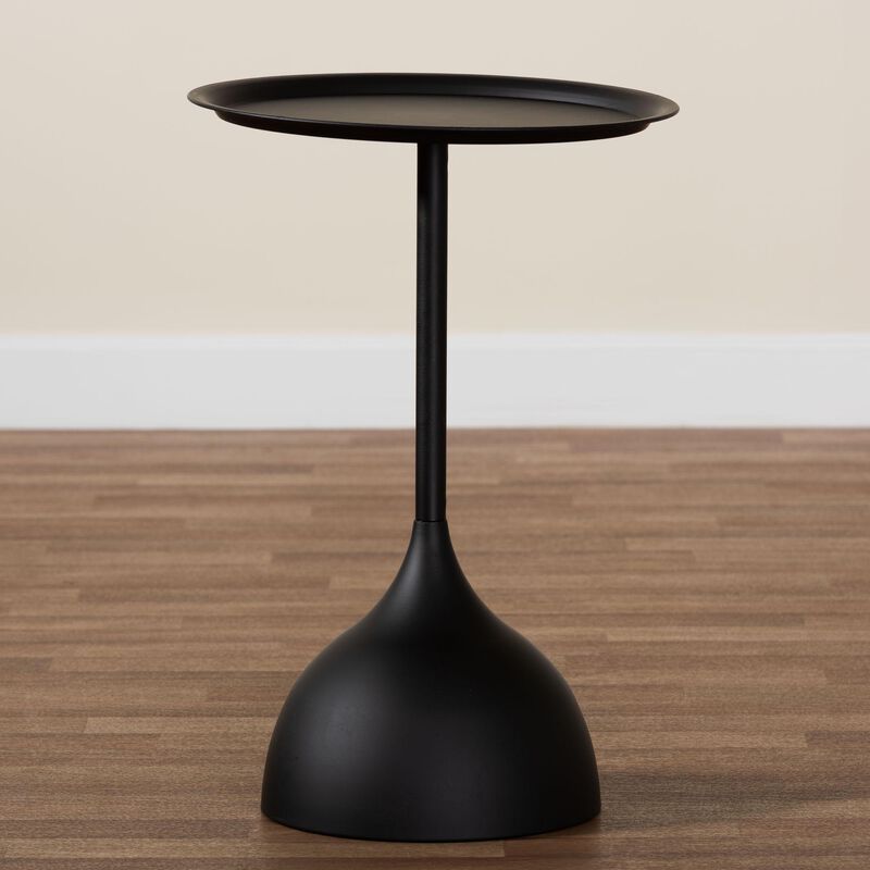 Baxton Studio Webb Black Metal Pedestal Side Table &ndash; Modern Accent Table with Round Tray Top for Indoor or Semi-Outdoor Use image number 6