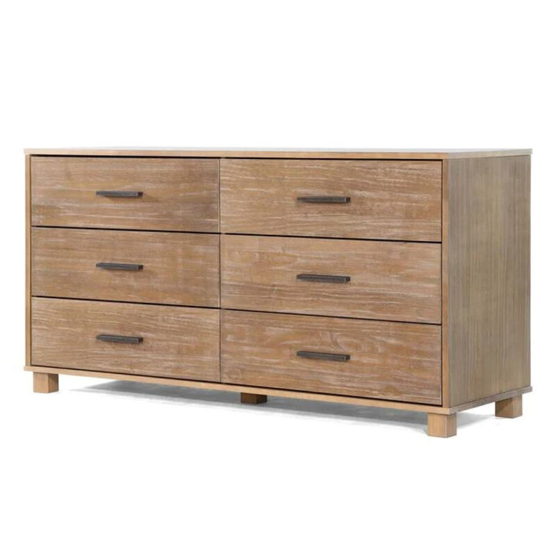 Modern Farmhouse 6-Drawer Double Dresser in Solid Wood for Bedroom