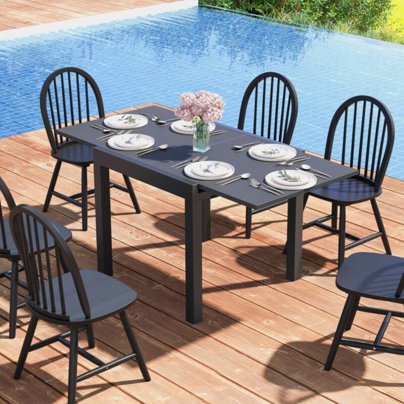 Hivvago Adjustable Patio Expandable Dining Table for 4-6 Person