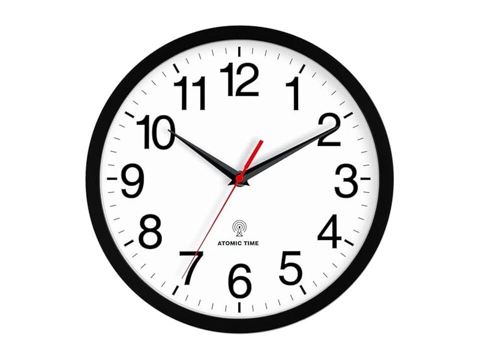 Atomic Black Wall Clock 10 Inch Modern Battery Operated Living Room Decor