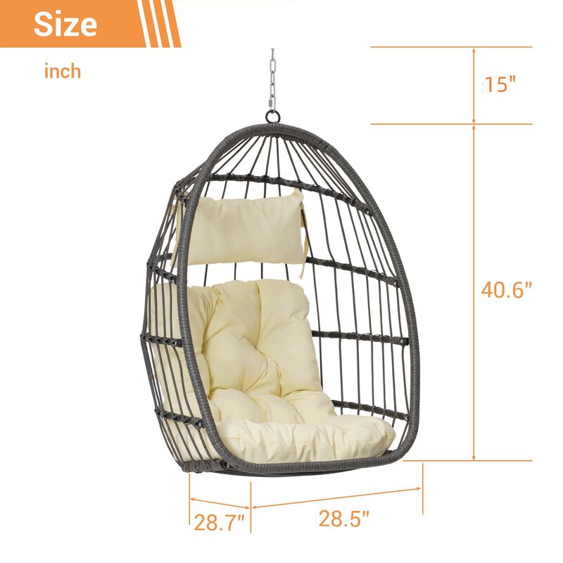 Hivvago Egg Swing Chair with Wood Frame image number 2