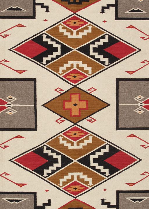 Pasargad Home Tuscany Geometric 100% Wool Ivory/Multi Area Rug- 8' 0'' X 9' 9''