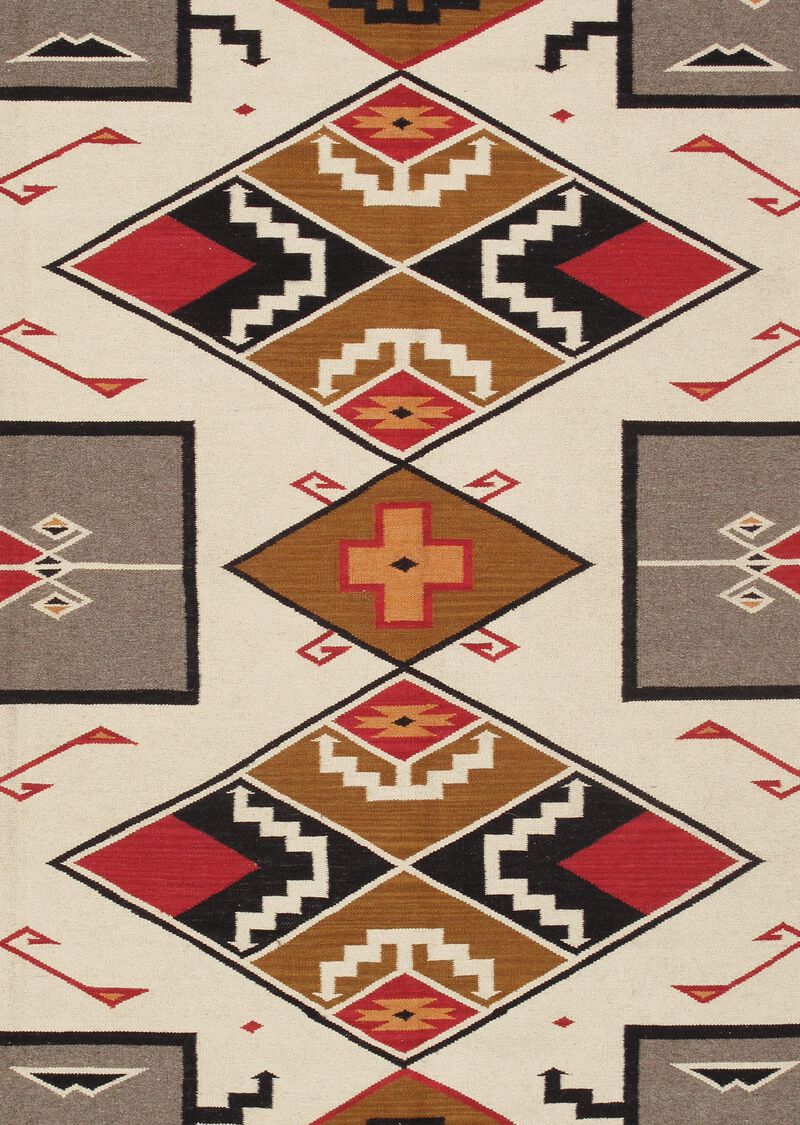 Pasargad Home Tuscany Geometric 100% Wool Ivory/Multi Area Rug- 8' 0'' X 9' 9'' image number 1