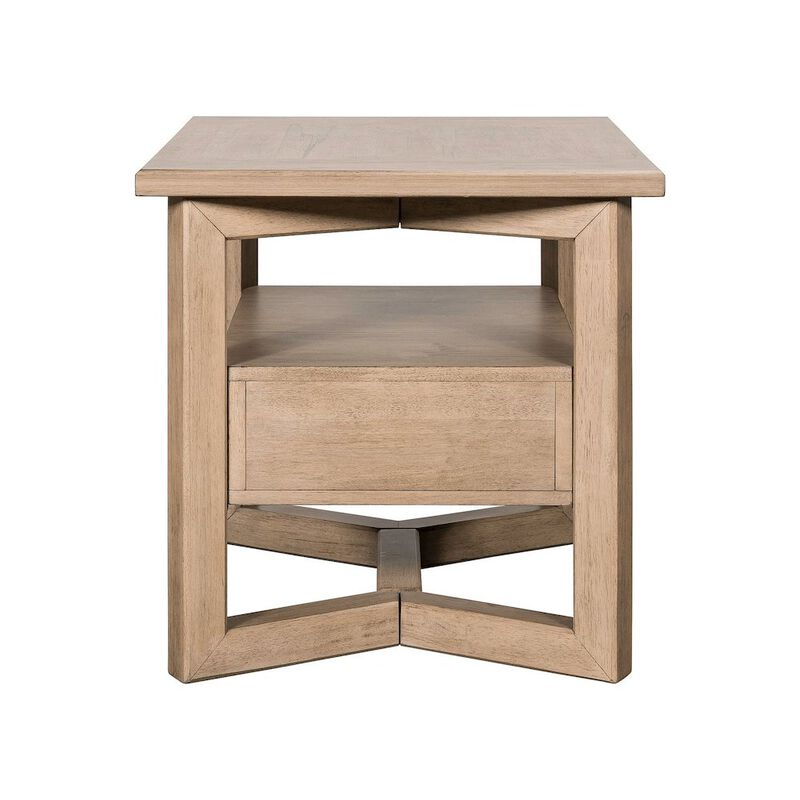 Liberty Furniture Living Room Rectangular End Table with Storage Drawer - Barley Buff Birch Wood image number 4