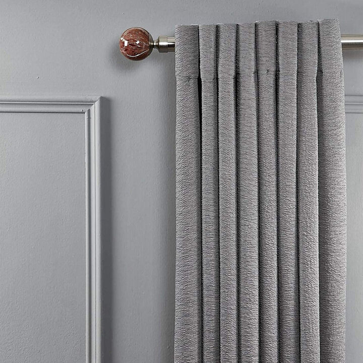 Linen Avenue Brown Marble Double Window Curtain Rod Set, 48 to 86-Inch, Brushed Nickel