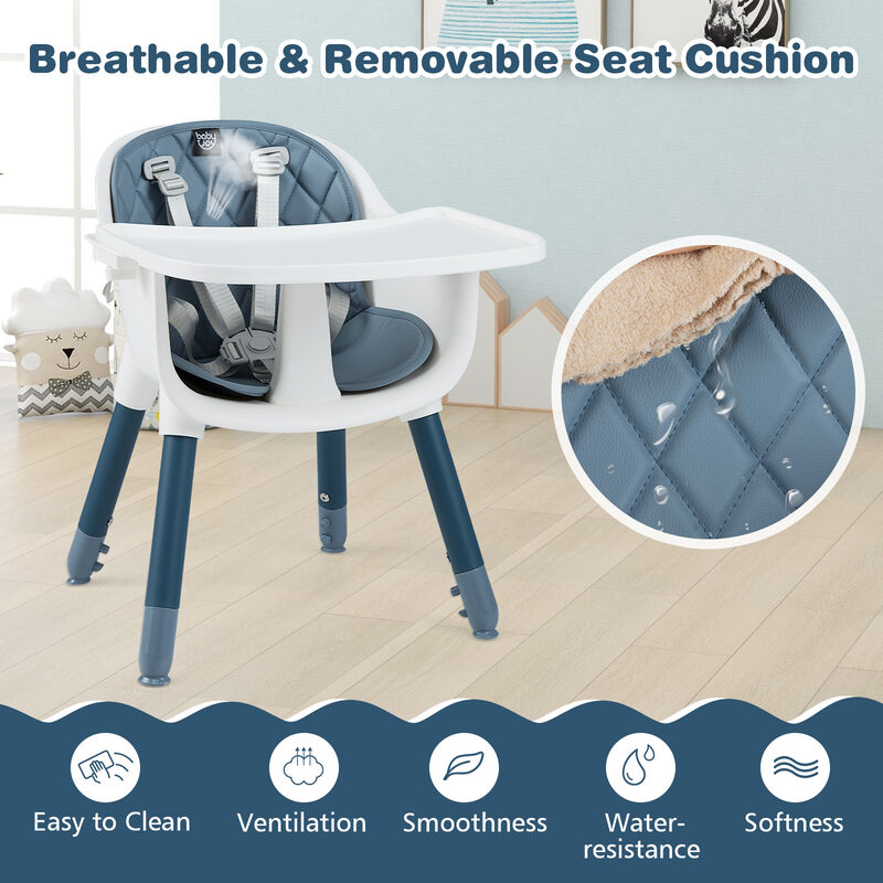 4-in-1 Kids Table Chair Set Convertible with Comfortable PU Cushion image number 6