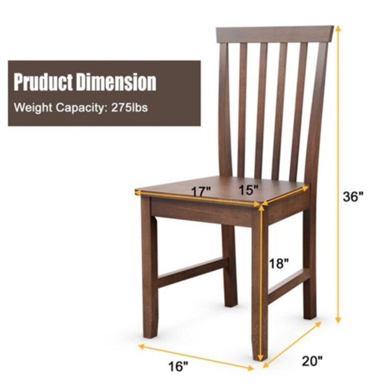 Set of 2 Solid Wood Armless Mission Style Dining Chairs