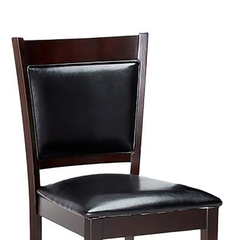 Counter Height Chair Vinyl Padded Seat & Back, Espresso  Brown, Set of 2-Benzara