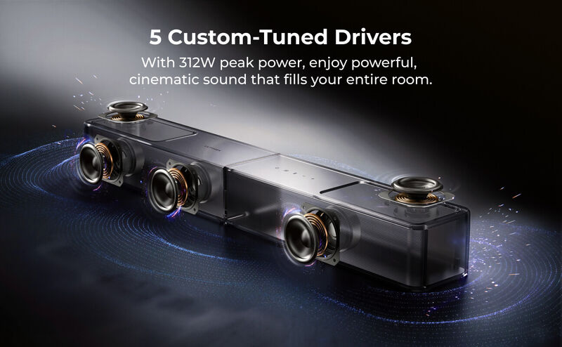 ULTIMEA Poseidon M70 3.1.2ch Dolby Atmos Sound Bar with Wireless Subwoofer,2 Up-Firing Drivers,312W Peak Power BassMX, HDMI eARC image number 8