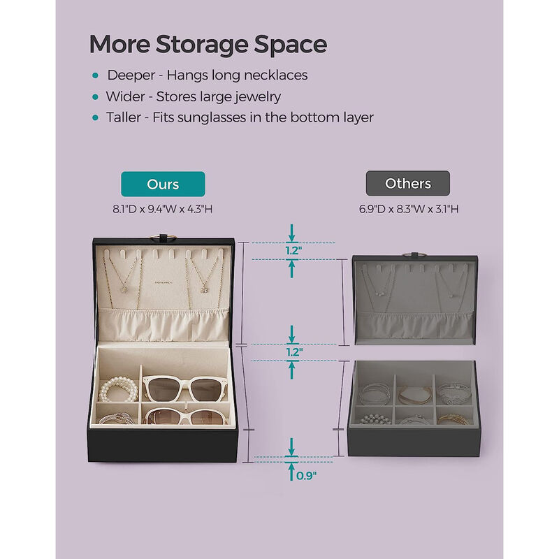 2-Layer Jewelry Box with Handle for Stylish and Portable Storage image number 3
