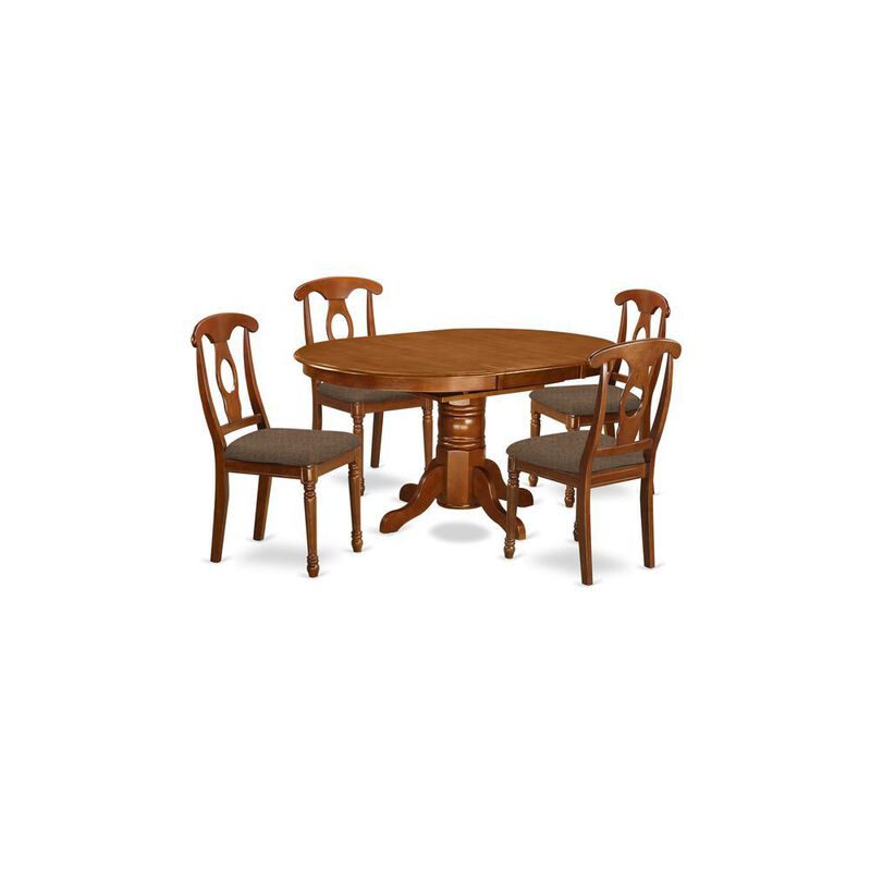 5 Pc Dining Set &ndash; Dining Table with Leaf and 4 Kitchen Chairs.