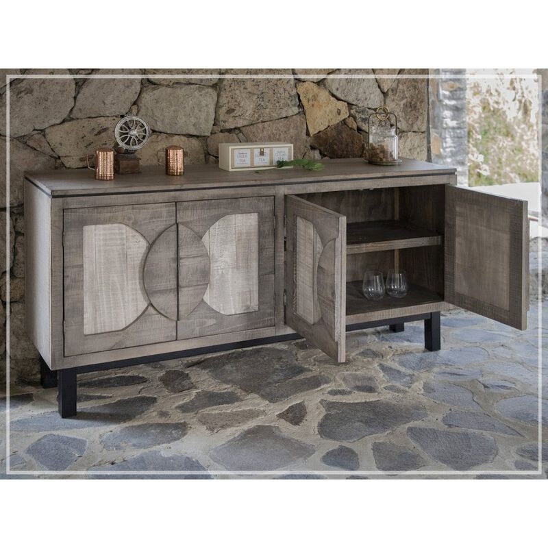 Crafter and Weavers Malta Two-Tone Solid Wood Sideboard / Console - Gray