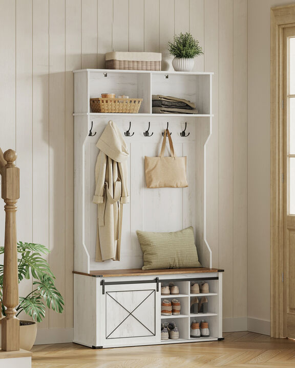 Hall Tree with Bench Coat Rack Shoe Storage for Entryway