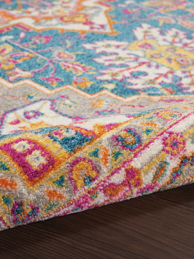 Passion PSN20 Teal/Multicolor 5' x Round Rug image number 6