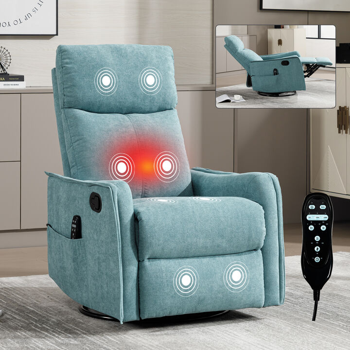 Merax 360&deg; Swivel Rocking Recliner with Massage & Lumbar Heat