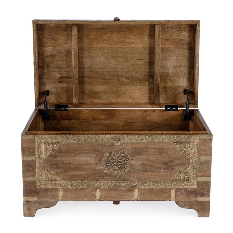Butler Specialty Nador Hand-Painted Storage Trunk, Light Brown