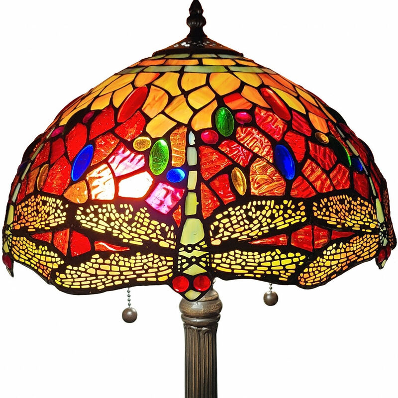 Hivvago 22" Dark Brown Metal Two Light Candlestick Table Lamp With Red and Black Shade