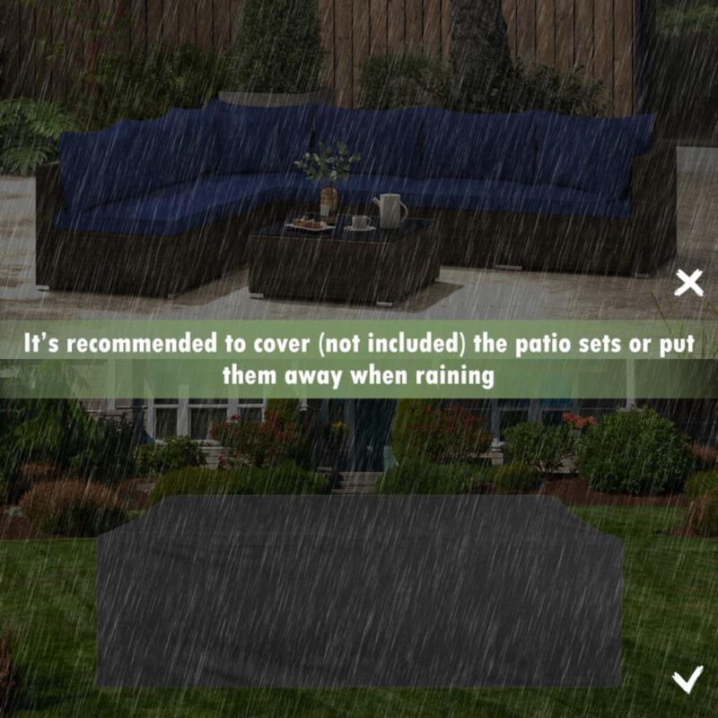 Hivvago 7 Pieces Patio Rattan Furniture Set with Sectional Sofa Cushions