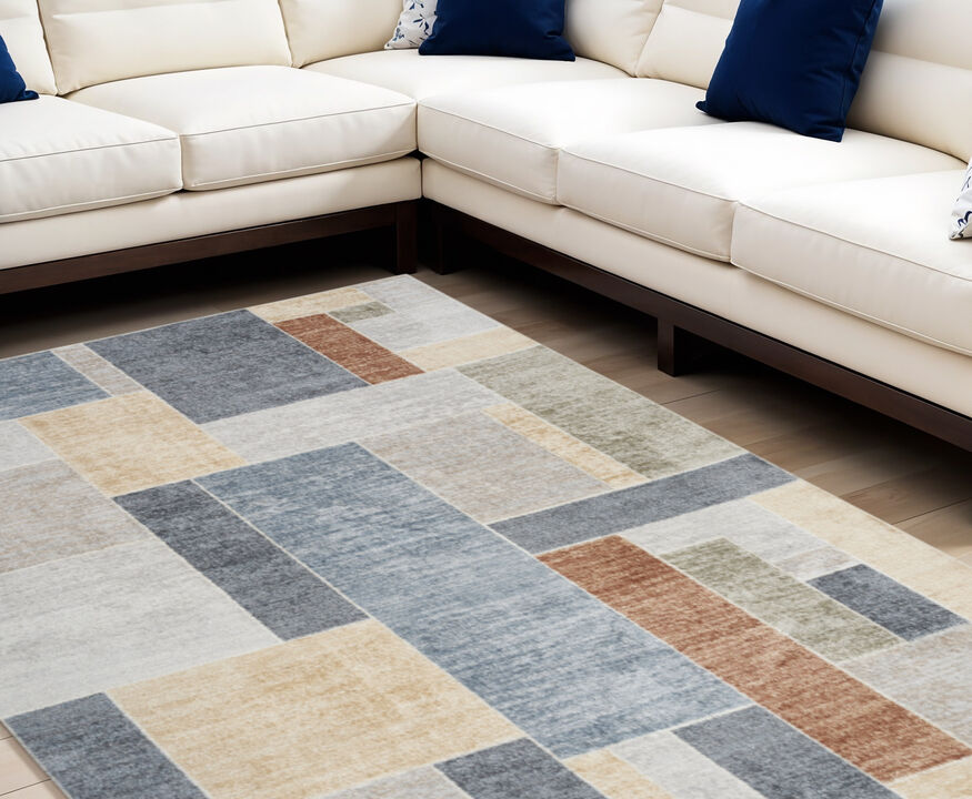 HomeRoots Geometric Power Loom Washable Area Rug