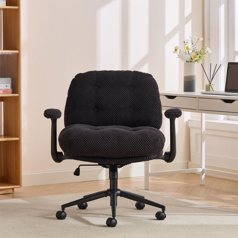 Cross Legged Office Chair with Flip-Up Arms, Adjustable Height Swivel Desk Chair image number 2