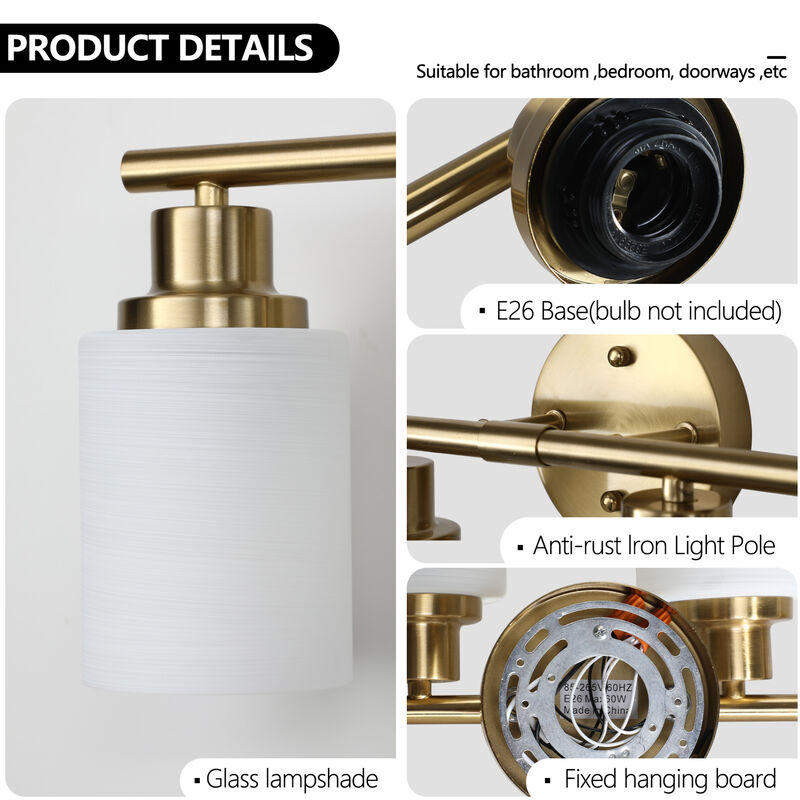 ELEMENT ACE 39 Inch 6-Light Wall Mounted Vanity Lighting Fixture with Frosted Glass Shades for Bathroom Dressing Room Hallway Indoor Decorative Illumination image number 7