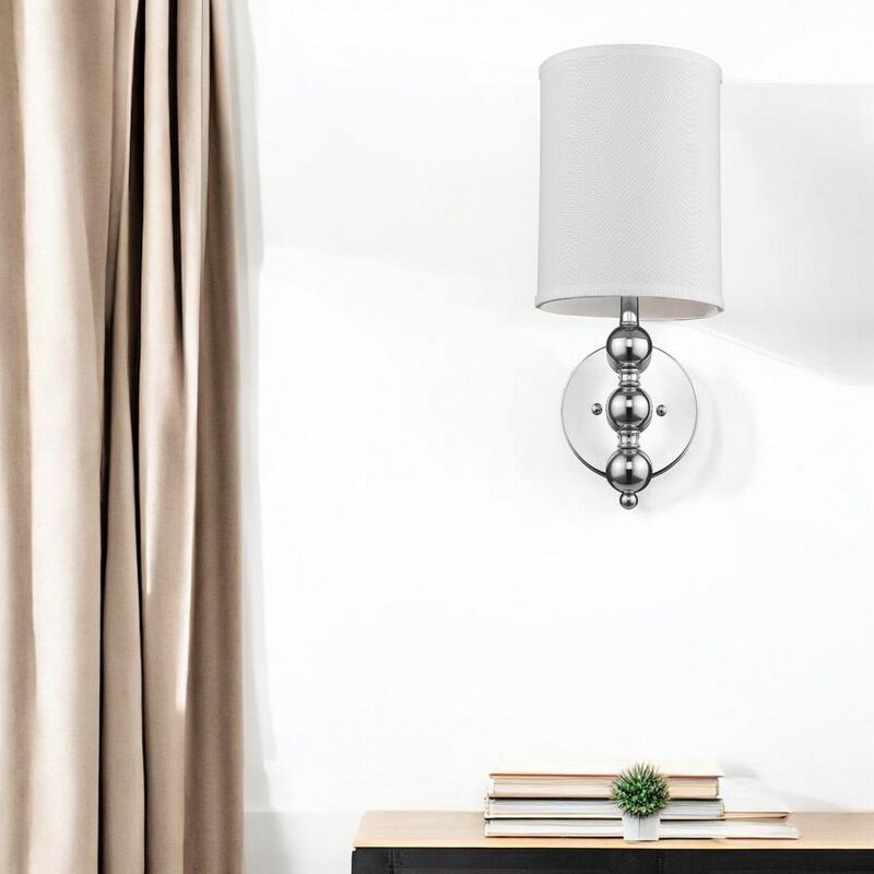 Hivvago Silver Chrome Wall Light with Linen Fabric Shade