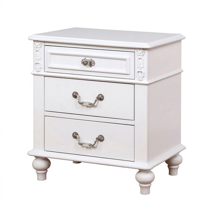 2pc Full Bedroom Set, White Wood, Nightstand image number 3
