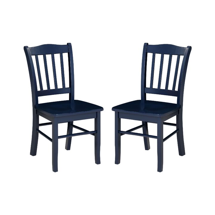 Nova Dining Side Chair Set of 2, Shaker Style, Farmhouse Navy Blue Wood