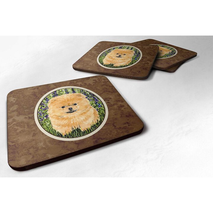 Caroline's Treasures SS8746FC Pomeranian Foam Coasters (Set of 4), 3.5 H x 3.5 W, Multicolor