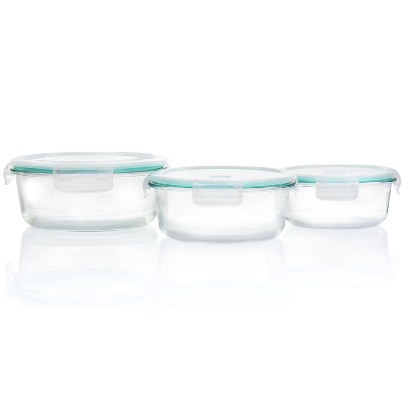 Martha Stewart 6 Piece Round Glass Storage Containers with Leak Proof Lids
