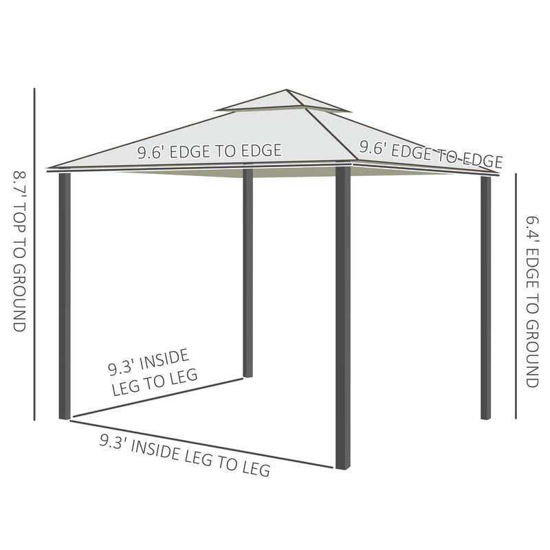 Cream White Outdoor Haven: 9.6x9.6 Gazebo with 2-Tier Vented Roof