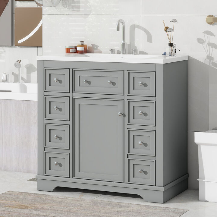 Merax Solid Wood Bathroom Vanity Cabinet with Sink