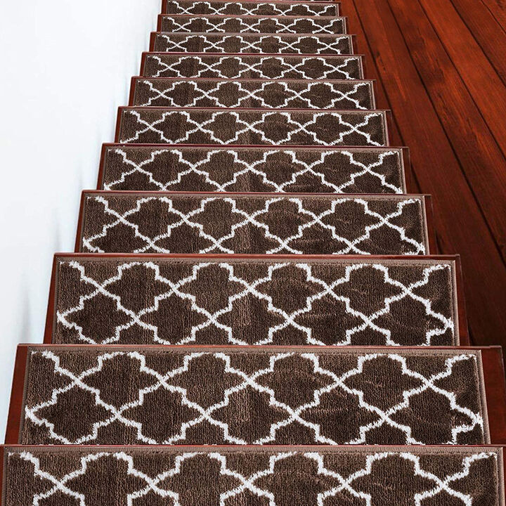 SUSSEXHOME Carpet Stair Treads Easy to Install with Double Adhesive Tape - Safe, 9" X 28" - Brown 