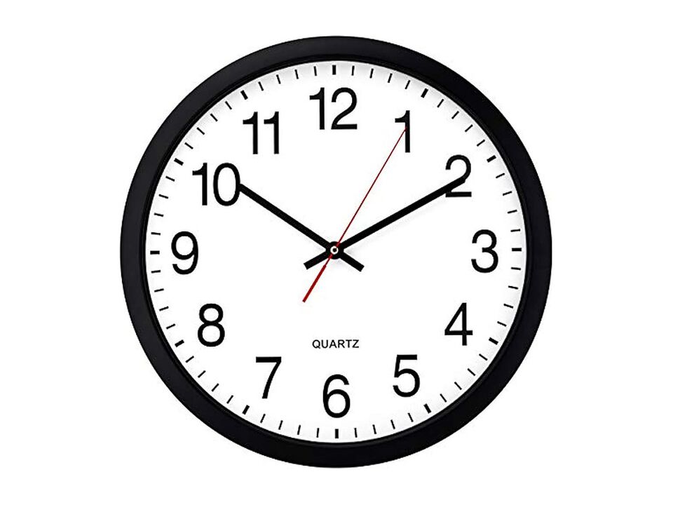 Black Business Wall Clock 16 Inch Silent Non Ticking Easy Read Battery Operated
